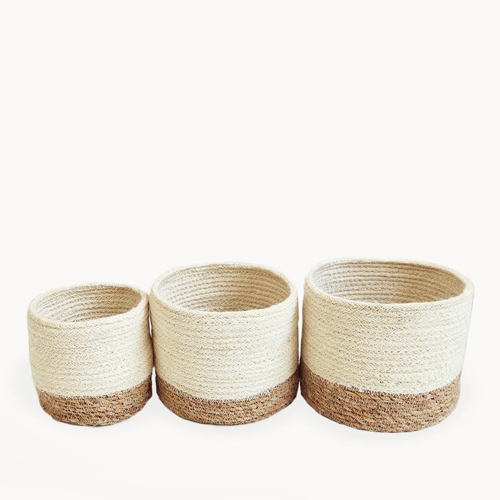 Savar Basket Bin in Natural & Off-white