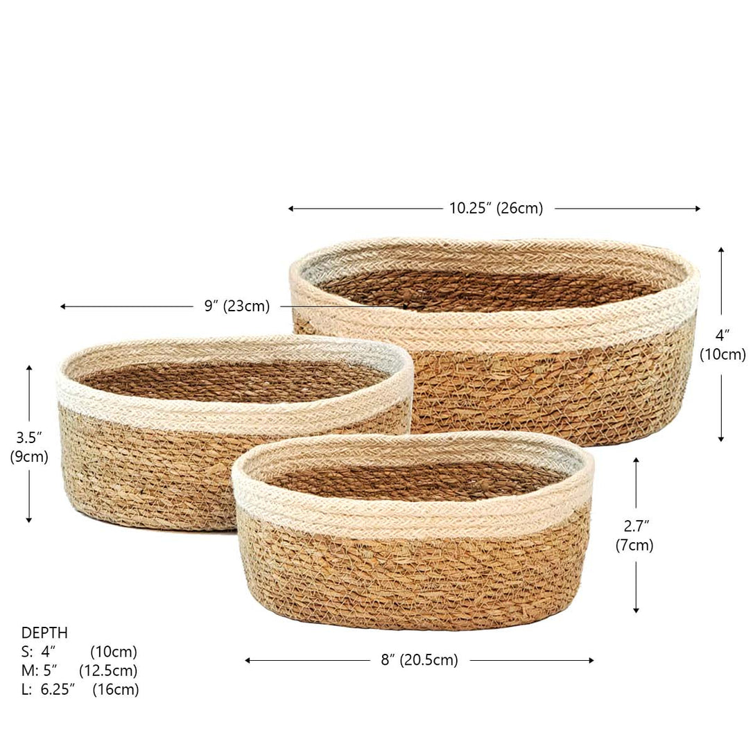 Savar Oval Seagrass & Jute Baskets - Set of 3