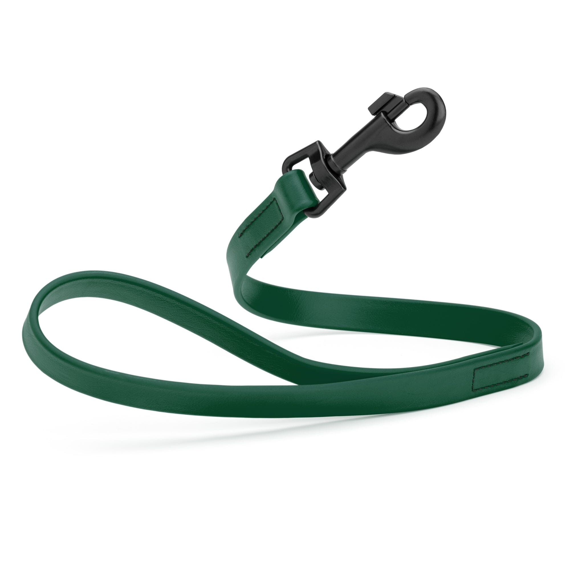 dark green SMOOTH BioThane Traffic Lead Leash with a black clip that comes in a 2 ft length and 3/4" width