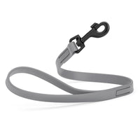 gray SMOOTH BioThane Traffic Lead Leash with a black clip that comes in a 2 ft length and 3/4" width