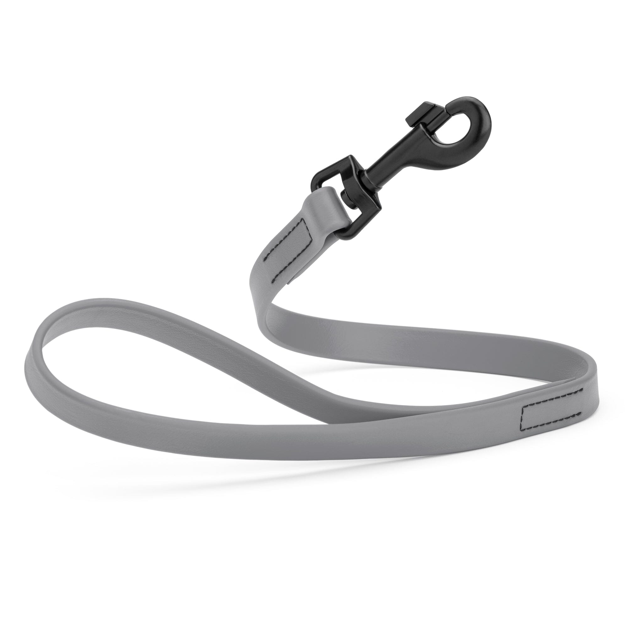 gray SMOOTH BioThane Traffic Lead Leash with a black clip that comes in a 2 ft length and 3/4" width