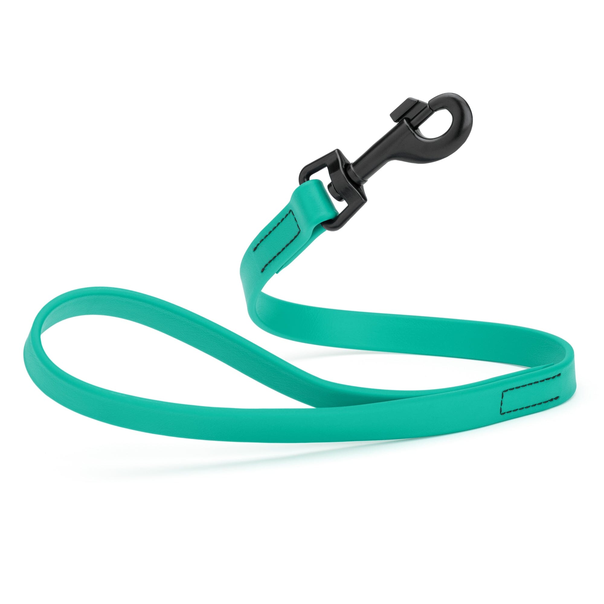 green SMOOTH BioThane Traffic Lead Leash with a black clip that comes in a 2 ft length and 3/4" width
