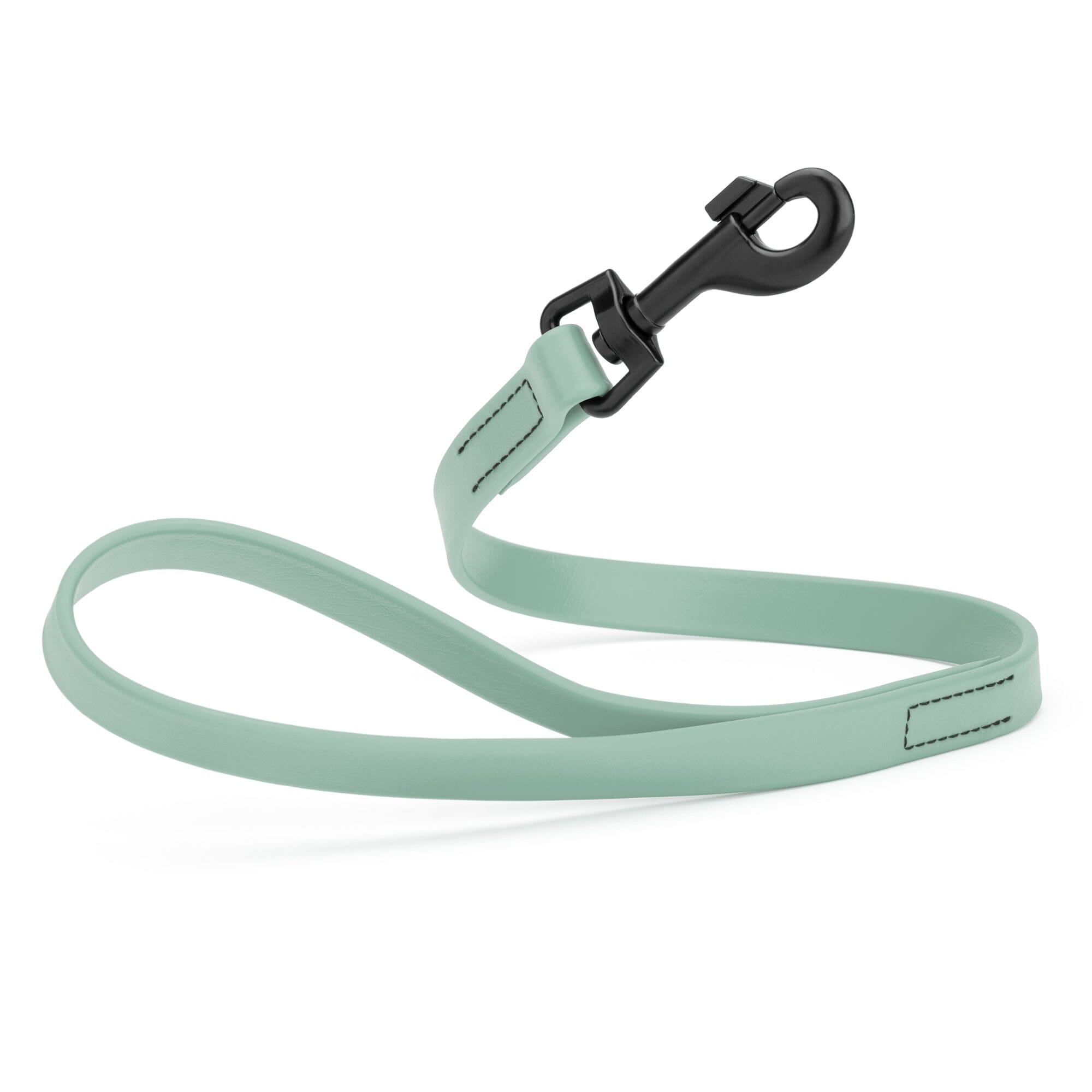sage green SMOOTH BioThane Traffic Lead Leash with a black clip that comes in a 2 ft length and 3/4" width
