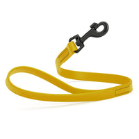 gold/mustard yellow SMOOTH BioThane Traffic Lead Leash with a black clip that comes in a 2 ft length and 3/4" width