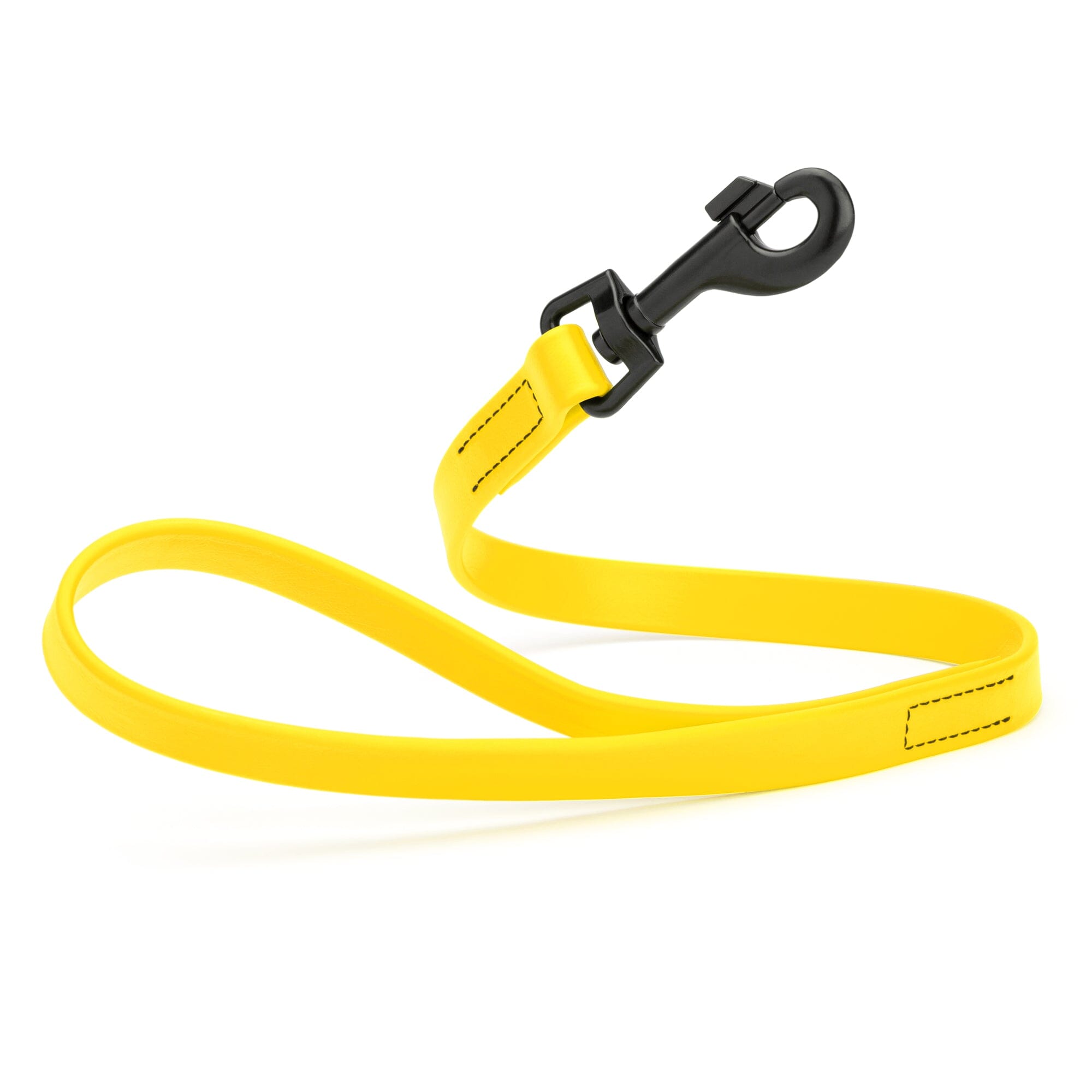 yellow SMOOTH BioThane Traffic Lead Leash with a black clip that comes in a 2 ft length and 3/4" width