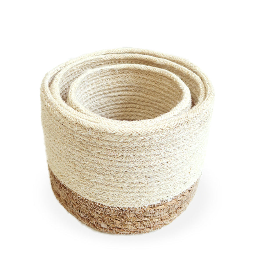 Savar Basket Bin in Natural & Off-white