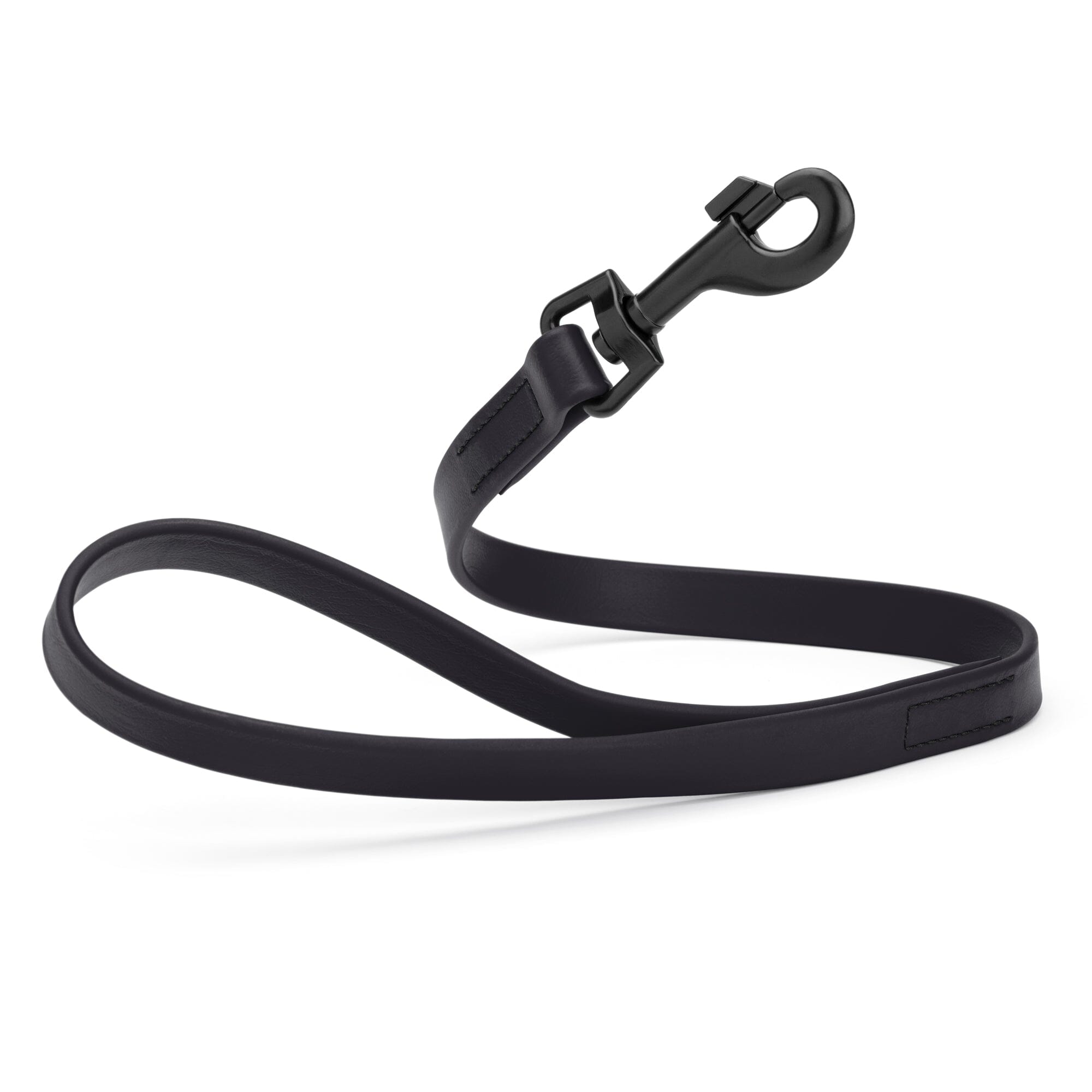 black SMOOTH BioThane Traffic Lead Leash with a black clip that comes in a 2 ft length and 3/4" width
