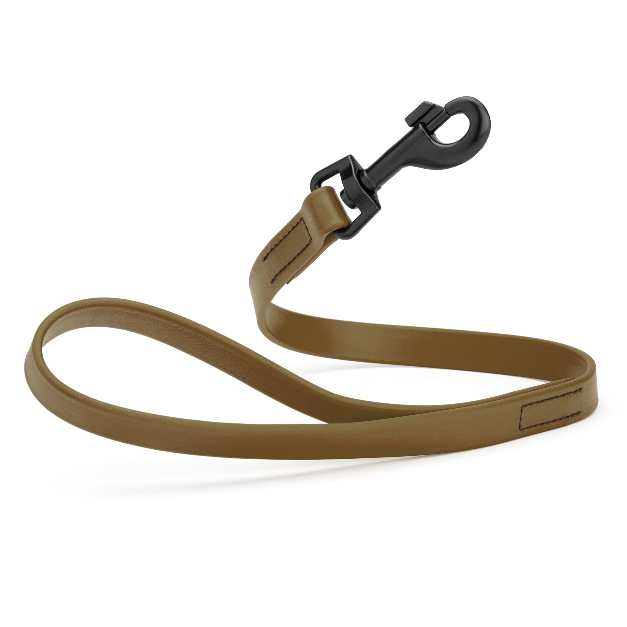 mocha brown SMOOTH BioThane Traffic Lead Leash with a black clip that comes in a 2 ft length and 3/4" width