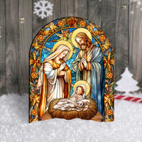 Church Stained Glass Style Nativity Outdoor Art