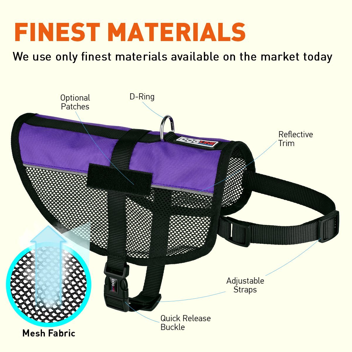 MaxAire Mesh Dog Vest Harness - 2 Hook & Loop Patch Fasteners