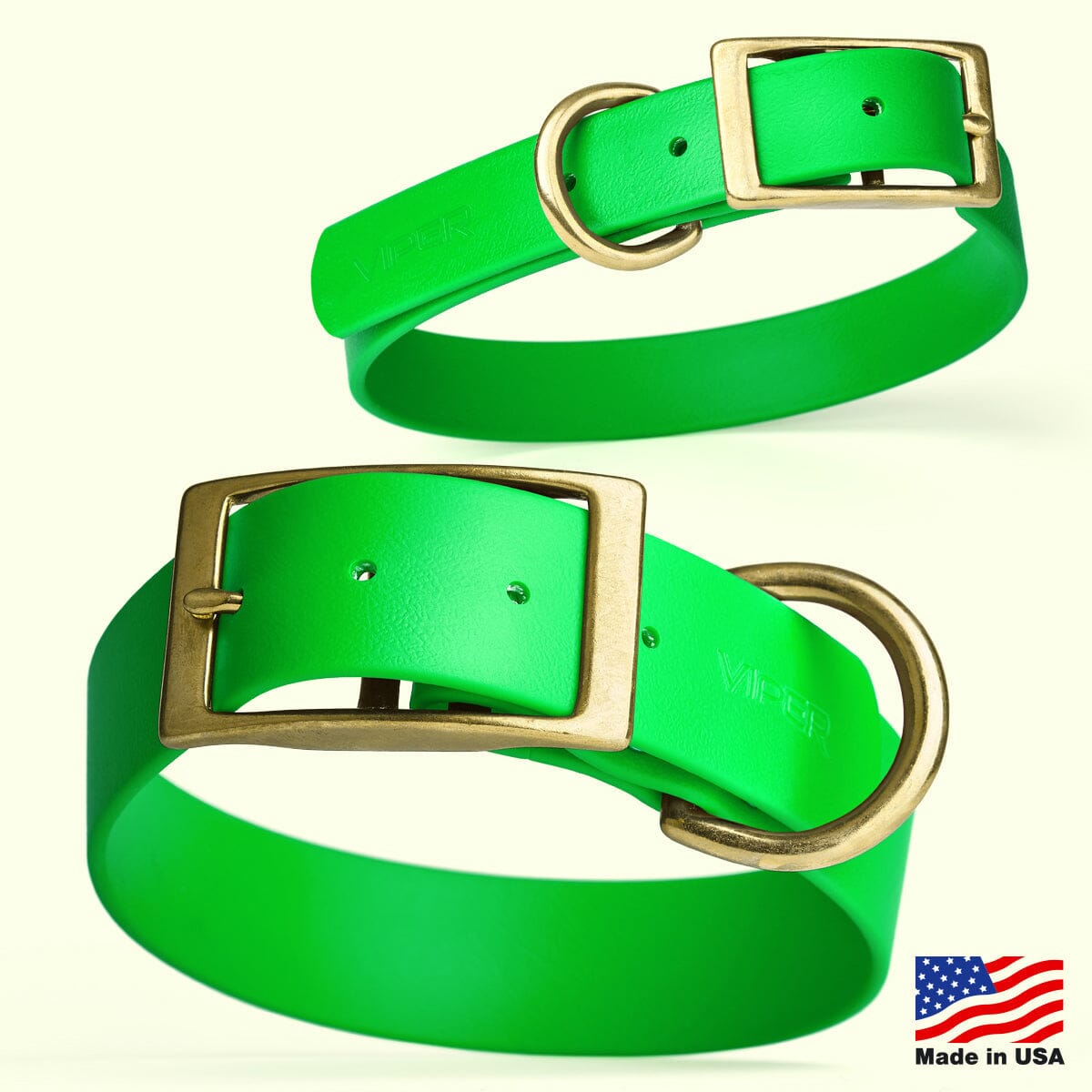 Brass: EXTRA SMALL (9-12"long, 1/2"wide) BioThane Collar