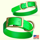 Brass: EXTRA SMALL (9-12"long, 1/2"wide) BioThane Collar
