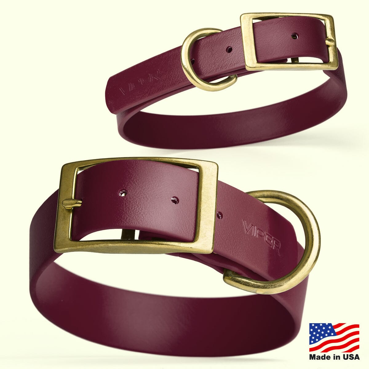 Brass: SMALL (12-15"long, 5/8"wide) BioThane Collar