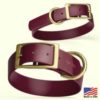 Brass: SMALL (12-15"long, 5/8"wide) BioThane Collar