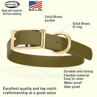 Brass: XL (22-25"long, 1"wide) Biothane Collar