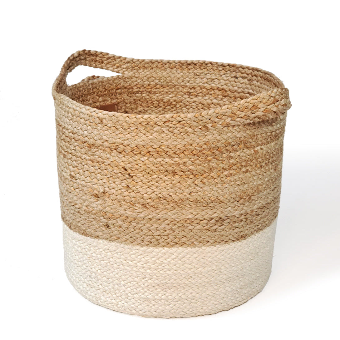 Kata Colorblock Basket in Natural & Off-white