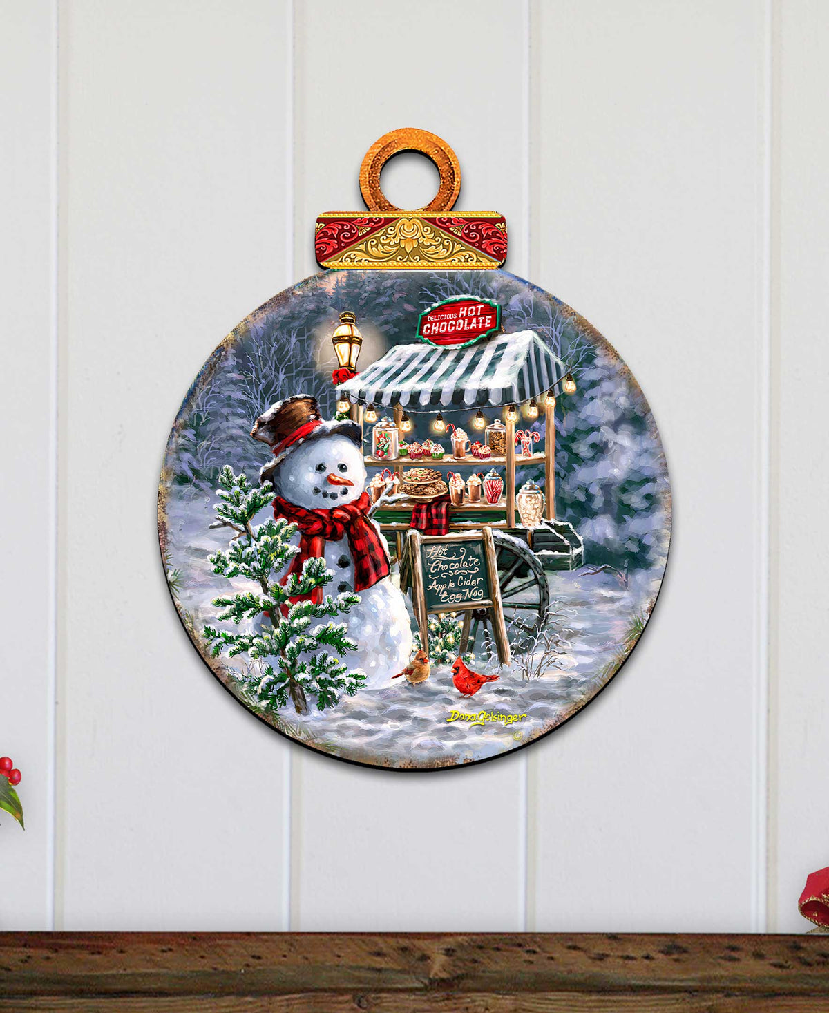 Hot Chocolate Snowman Winter Door Hanger