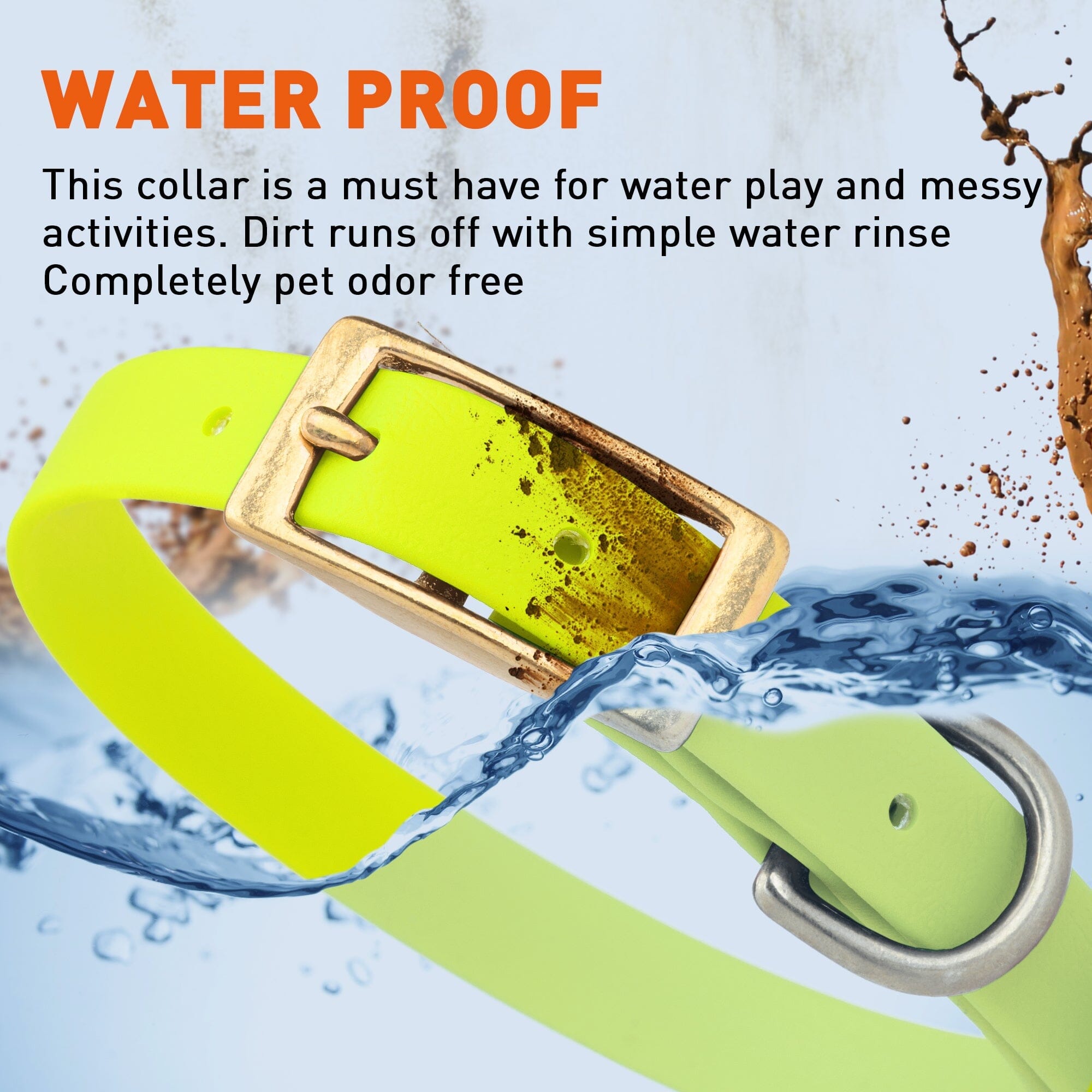 Brass: SMALL (12-15"long, 5/8"wide) BioThane Collar