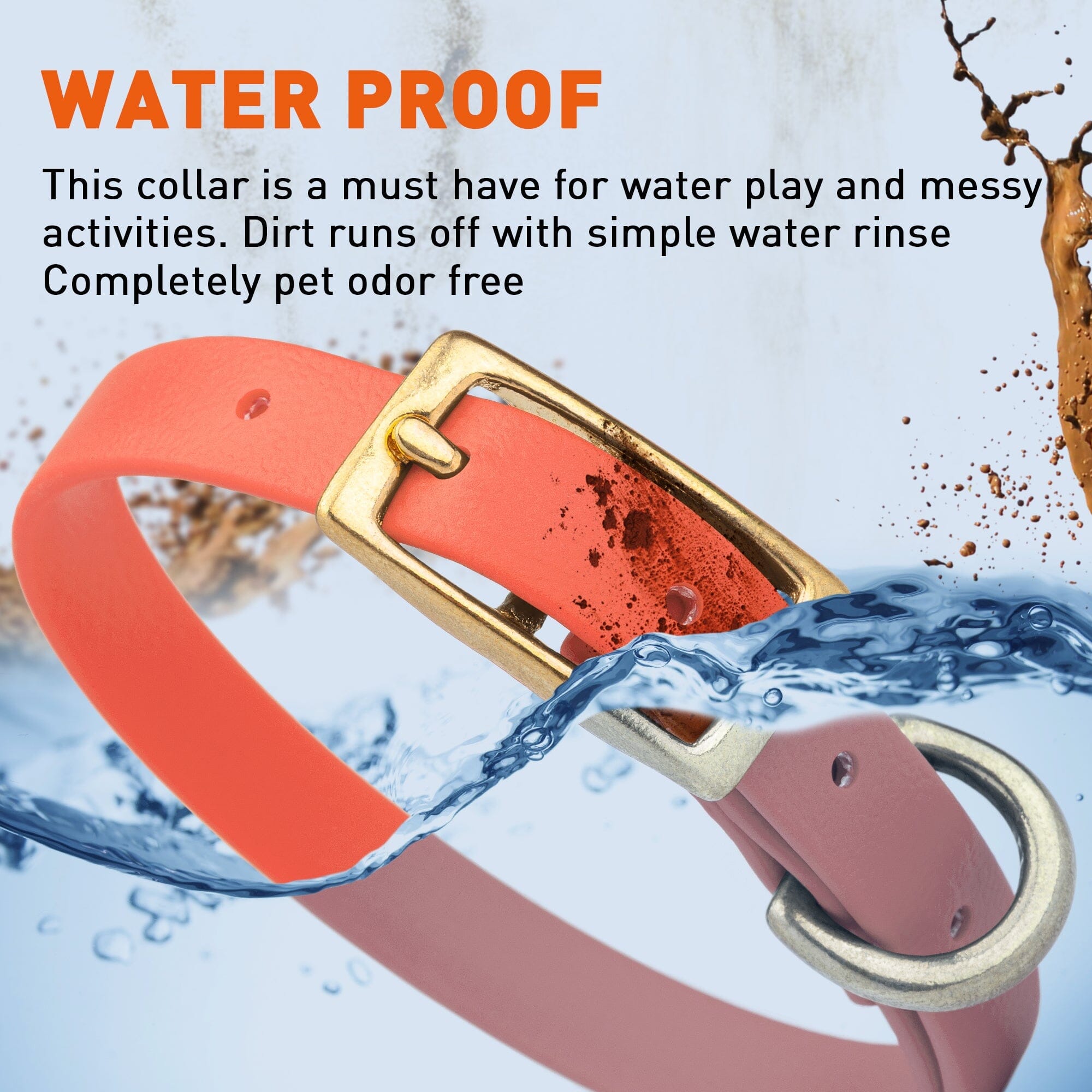 Brass: EXTRA SMALL (9-12"long, 1/2"wide) BioThane Collar
