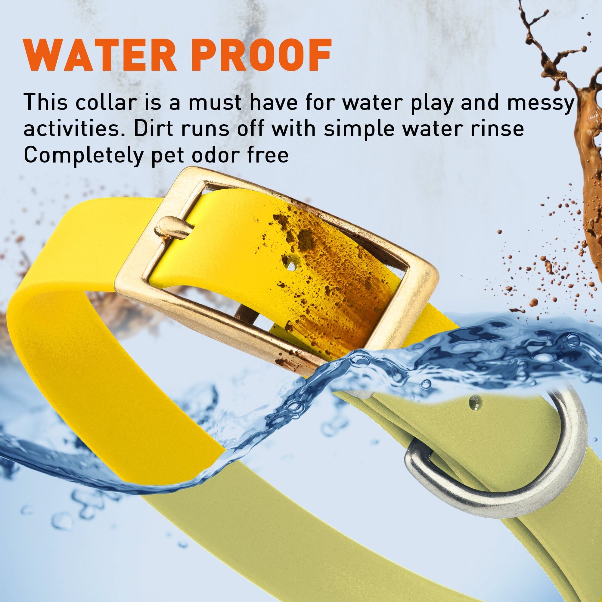 Brass: XL (22-25"long, 1"wide) Biothane Collar