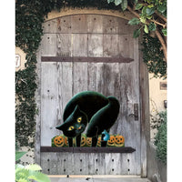 Black Cat Halloween Wood Door Art