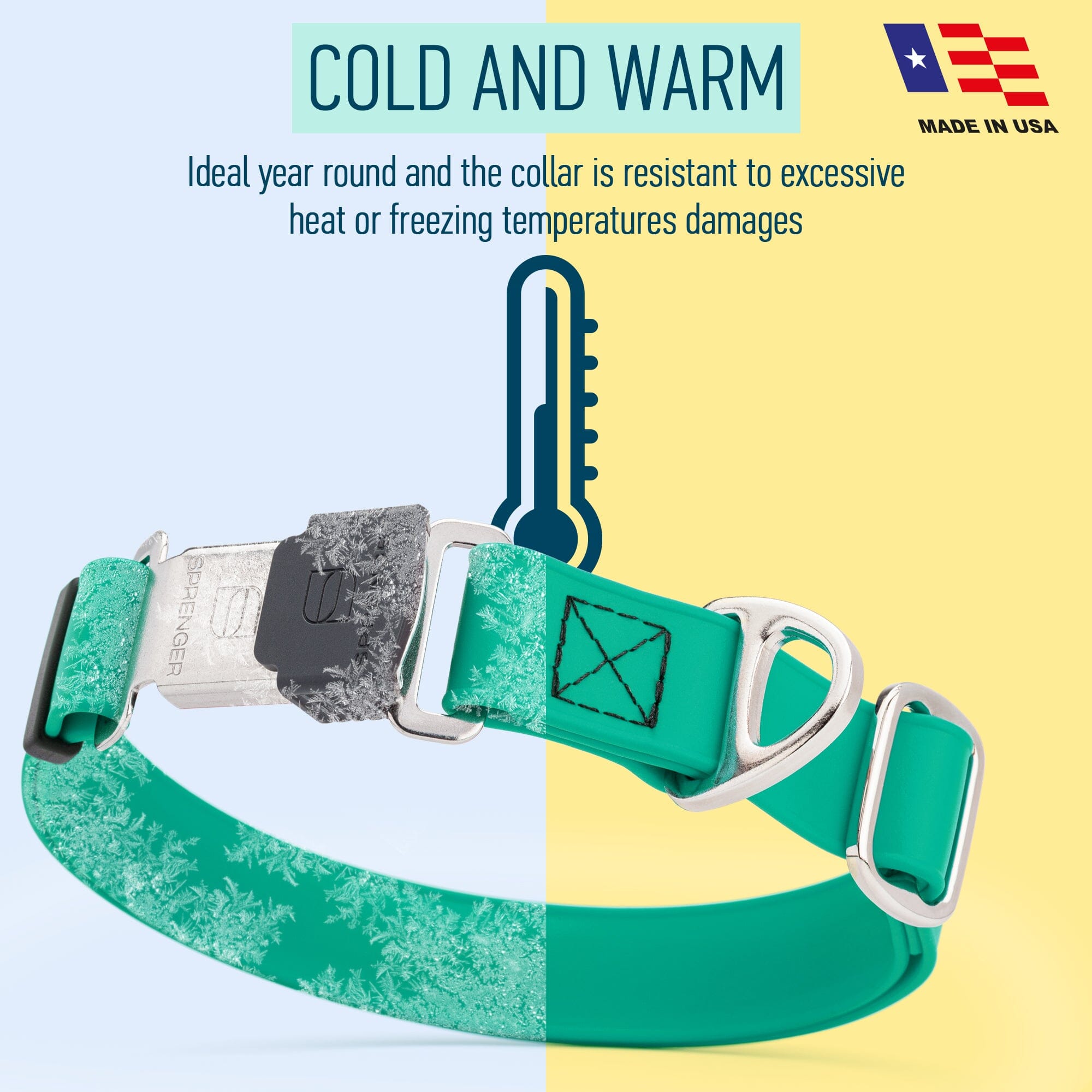 Sprenger BioThane Waterproof Dog Collar - Stainless Steel ClicLock Quick Release Buckle