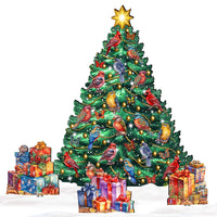 Christmas Tree & Winter Birds Freestanding Decoration