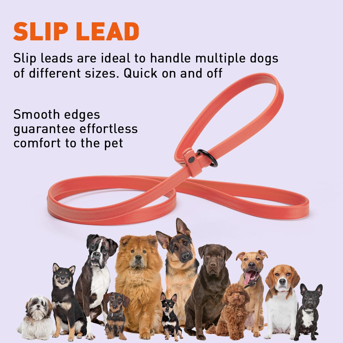 Biothane Slip Lead: 5ft, 7ft; 3/8", 5/8", 1/2" widths