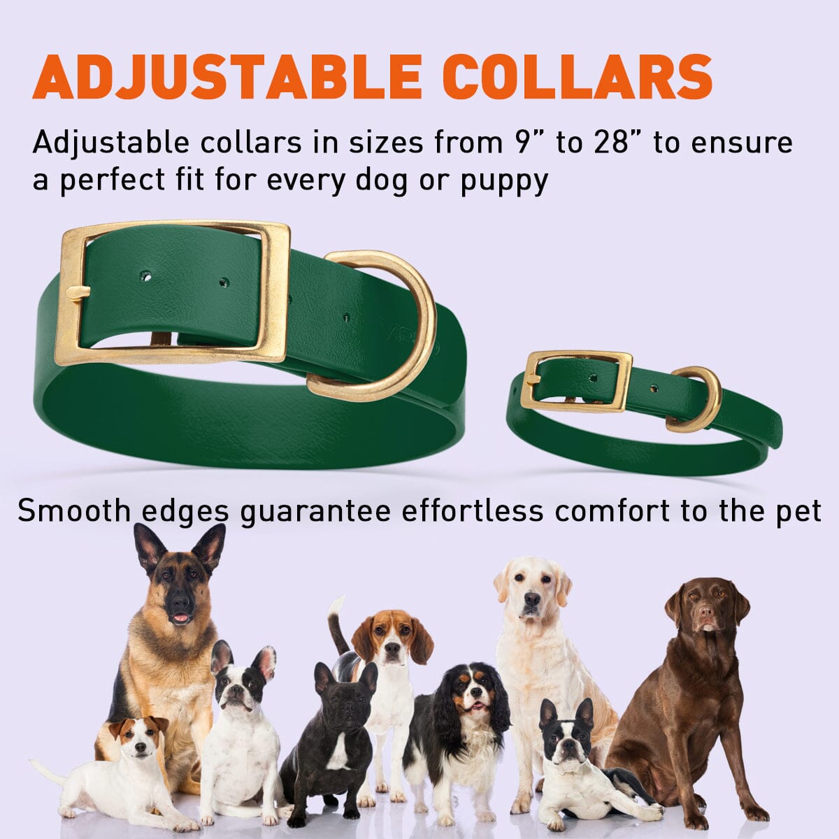 Brass: EXTRA SMALL (9-12"long, 1/2"wide) BioThane Collar