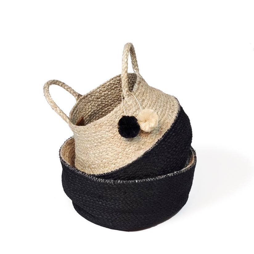 Naiya Storage Basket in Natural & Black