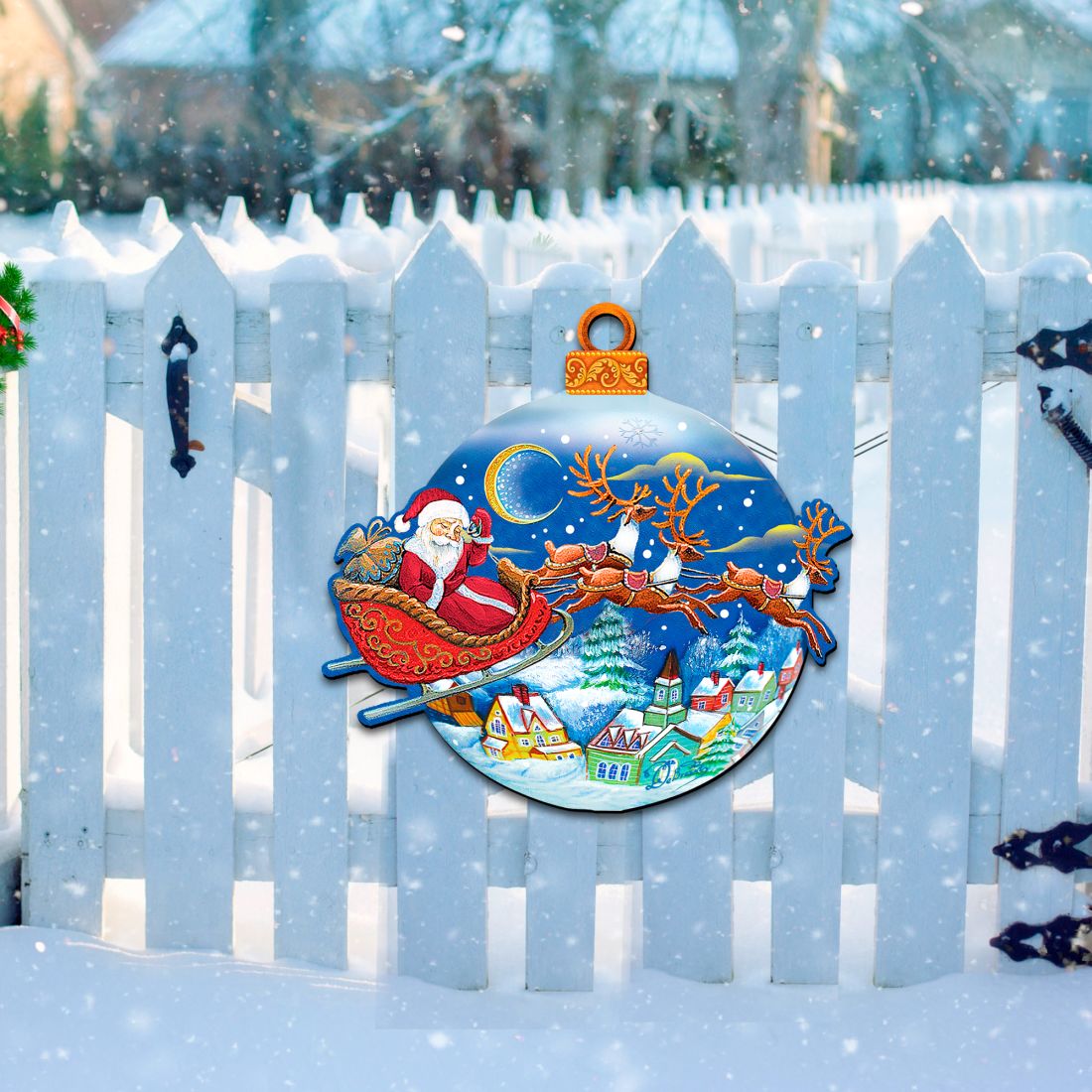Christmas Eve Santa's Sleigh & Reindeer Door Hanger