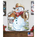 Country Western Snowman Winter Door Hanger