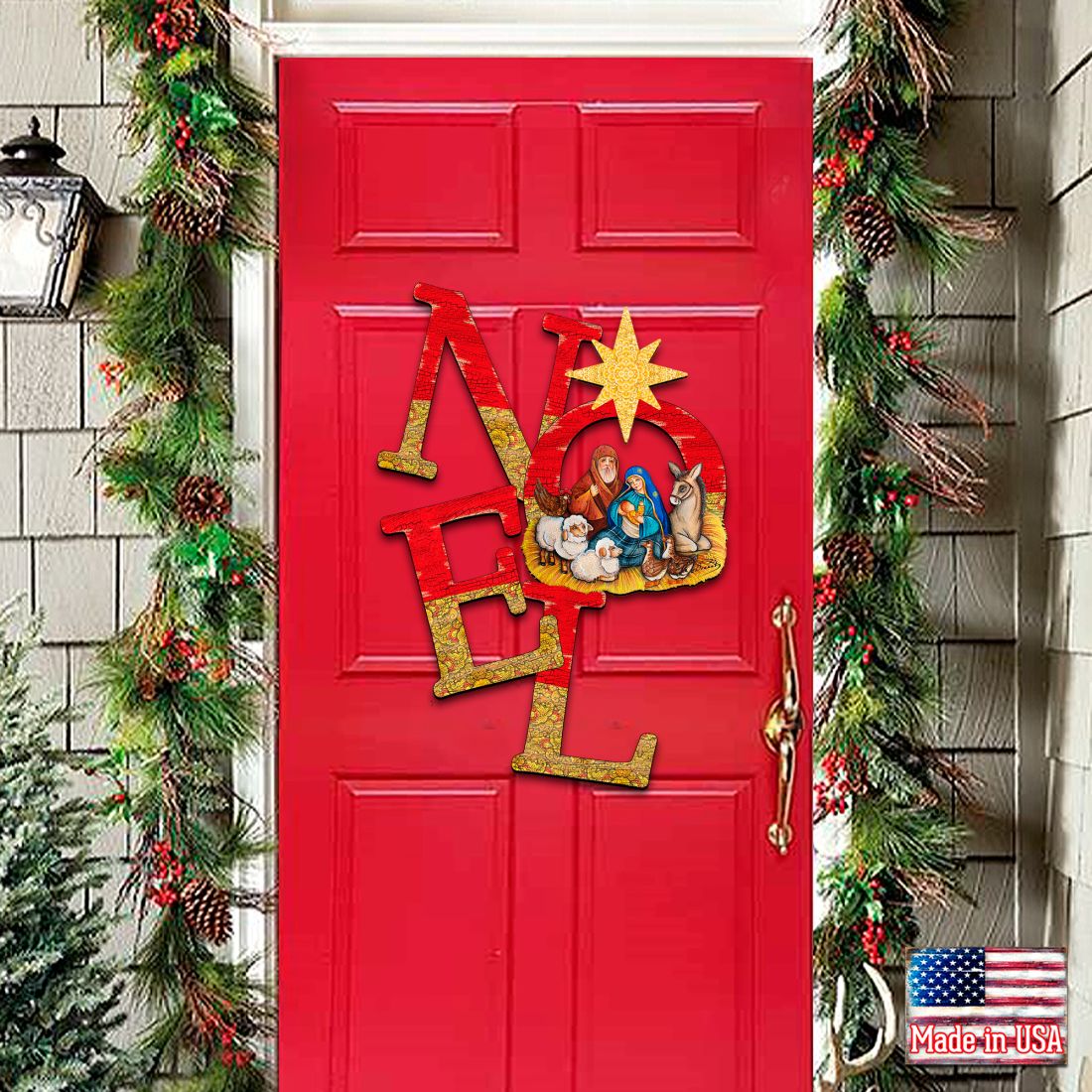NOEL Nativity & Star of Bethlehem Door Hanger