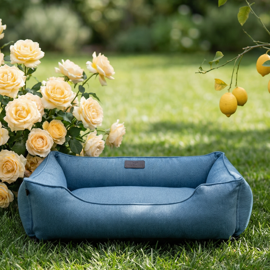 Cotton Sleeper Dog Bed in Denim - Chester & Lee