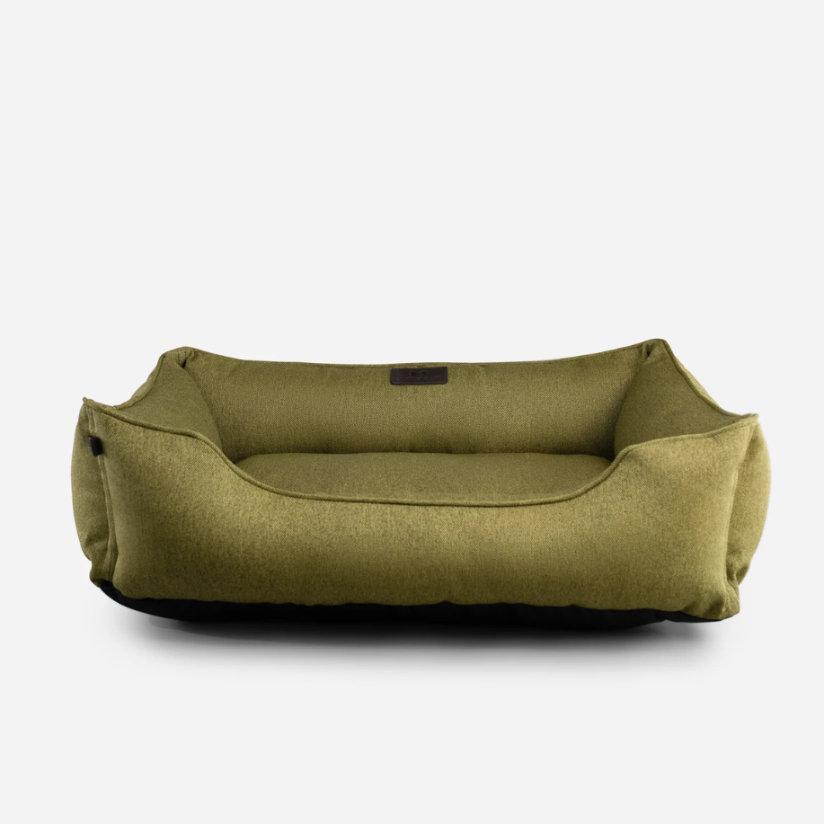 Cotton Sleeper Dog Bed in Olive - Chester & Lee