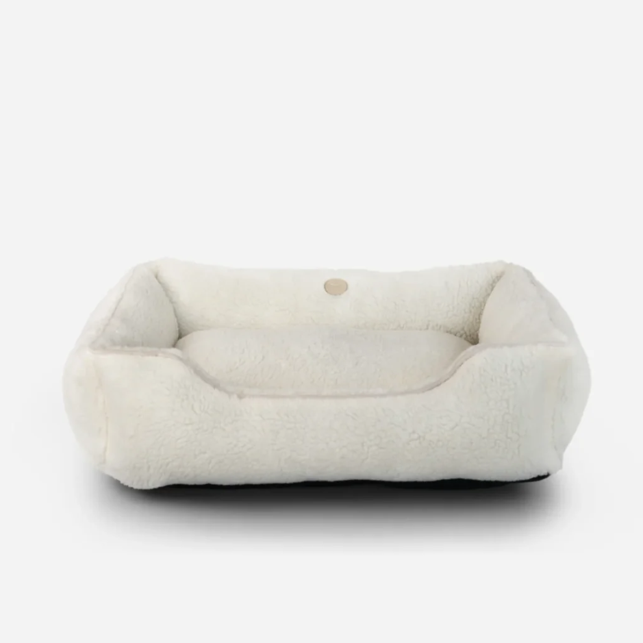 Furry Sleeper Dog Bed in Beige - Chester & Lee