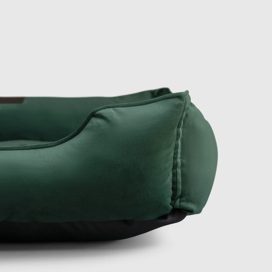 Classic Velvet Sleeper Dog Bed in Green - Chester & Lee