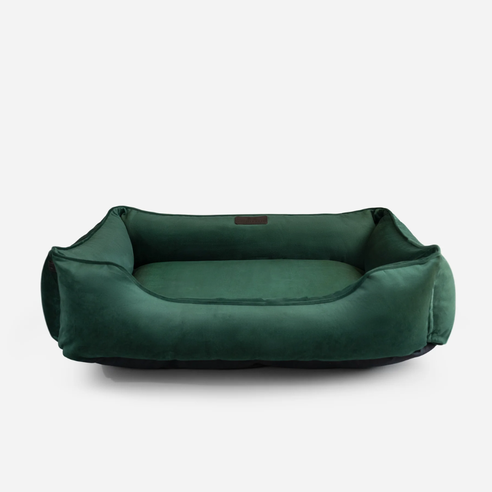 Classic Velvet Sleeper Dog Bed in Green - Chester & Lee