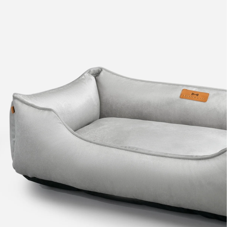 Classic Velvet Sleeper Dog Bed in Gray - Chester & Lee