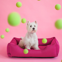 Cotton Sleeper Dog Bed in Berry Pink - Chester & Lee