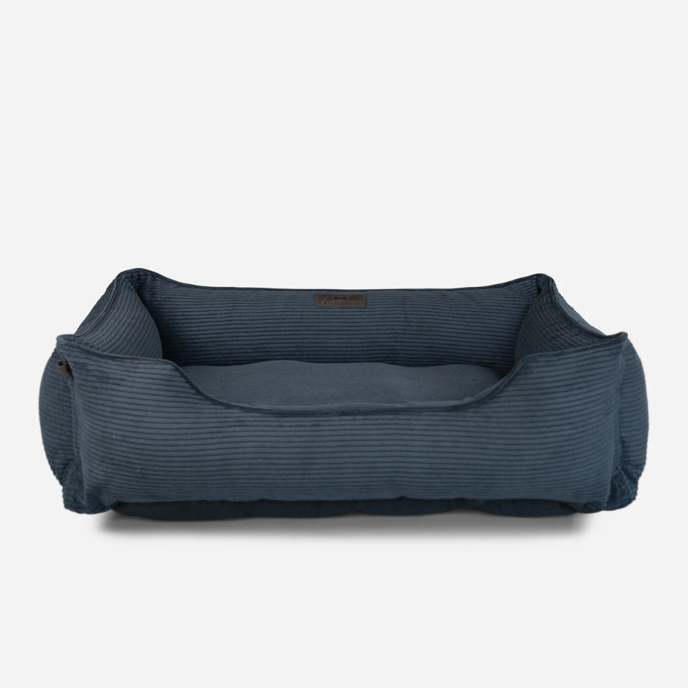 Fancy Corduroy Sleeper Dog Bed in Graphite - Chester & Lee