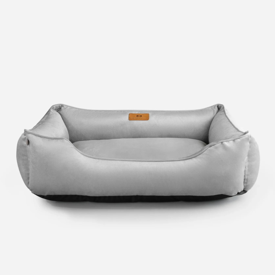 Classic Velvet Sleeper Dog Bed in Gray - Chester & Lee