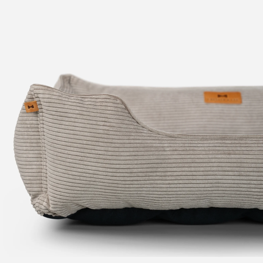 Fancy Corduroy Sleeper Dog Bed in Taupe - Chester & Lee