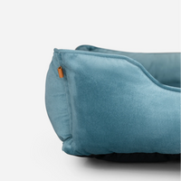 Vibrant Velvet Sleeper Dog Bed in Tiffany Blue - Chester & Lee
