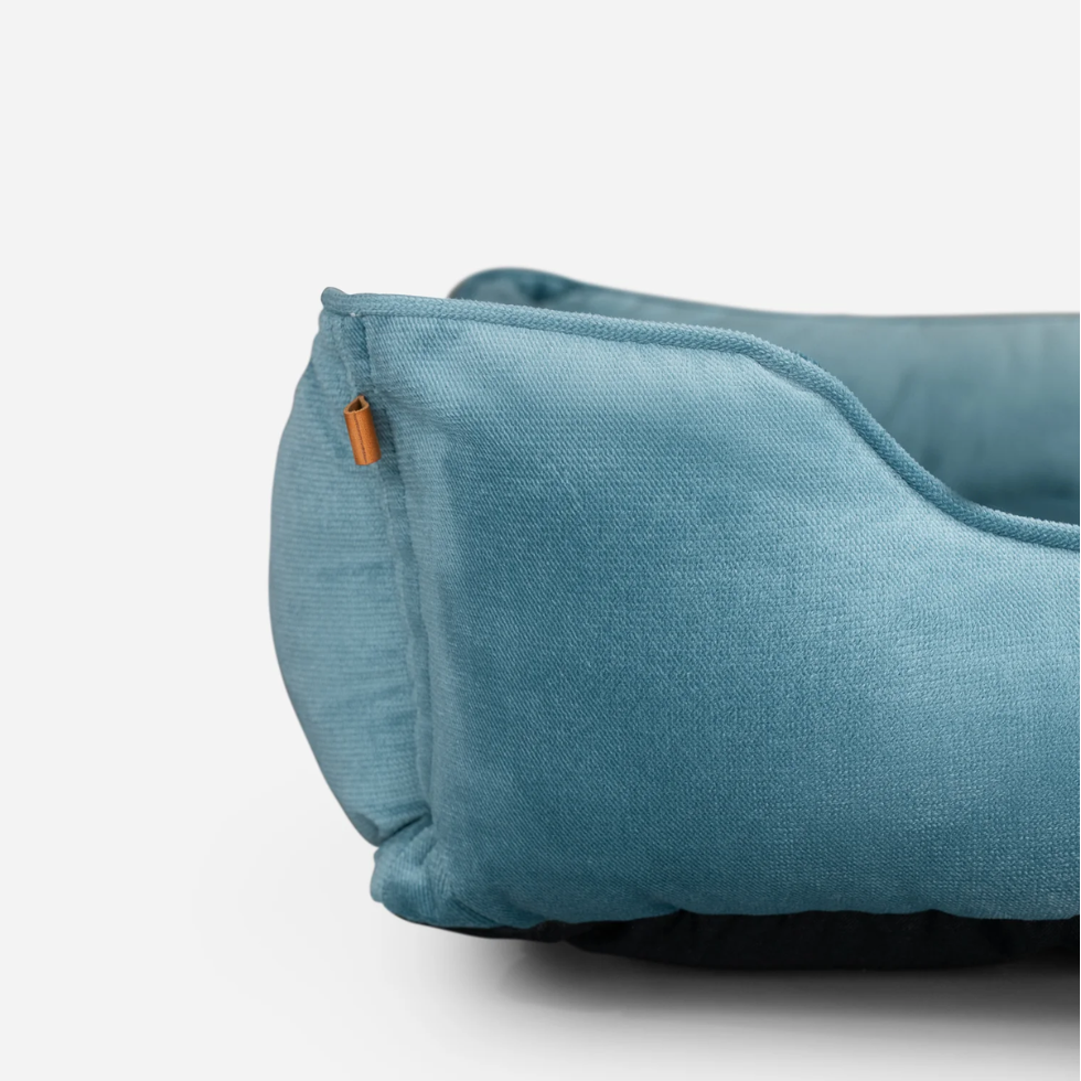 Vibrant Velvet Sleeper Dog Bed in Tiffany Blue - Chester & Lee