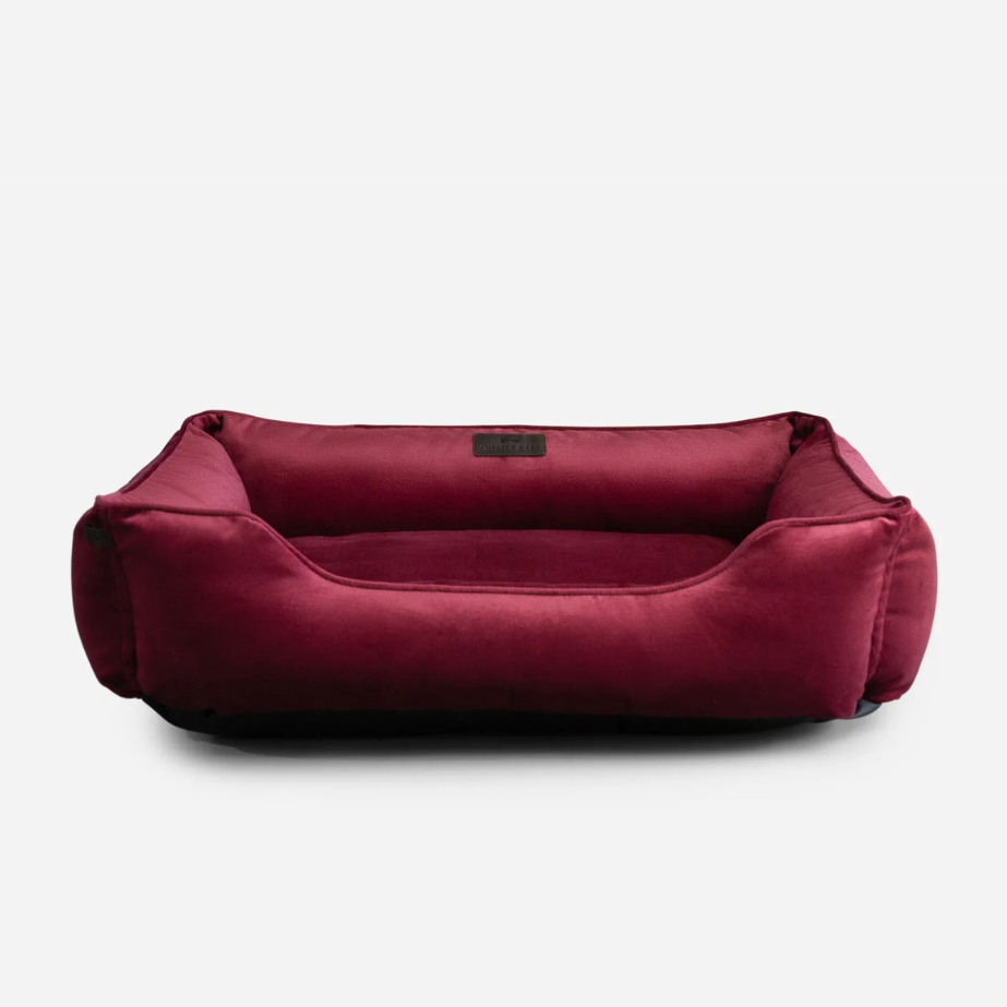 Vibrant Velvet Sleeper Dog Bed in Wine - Chester & Lee