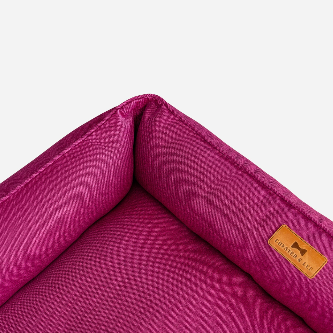 Cotton Sleeper Dog Bed in Berry Pink - Chester & Lee