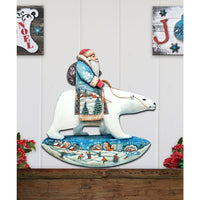 Scandinavian Santa On Polar Bear Christmas Door Decor