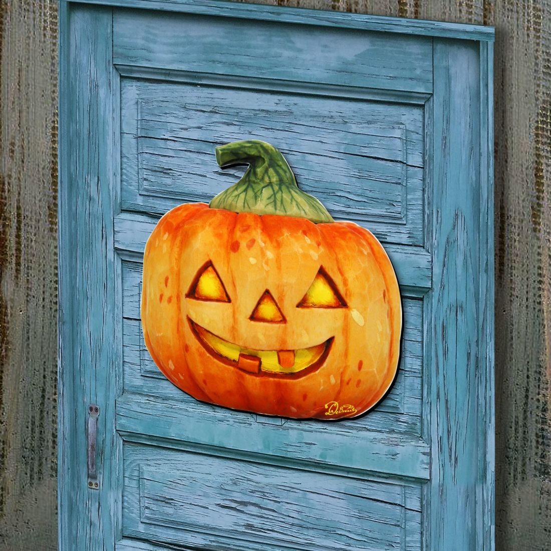 Halloween Jack 'o Lantern Wood Door Art