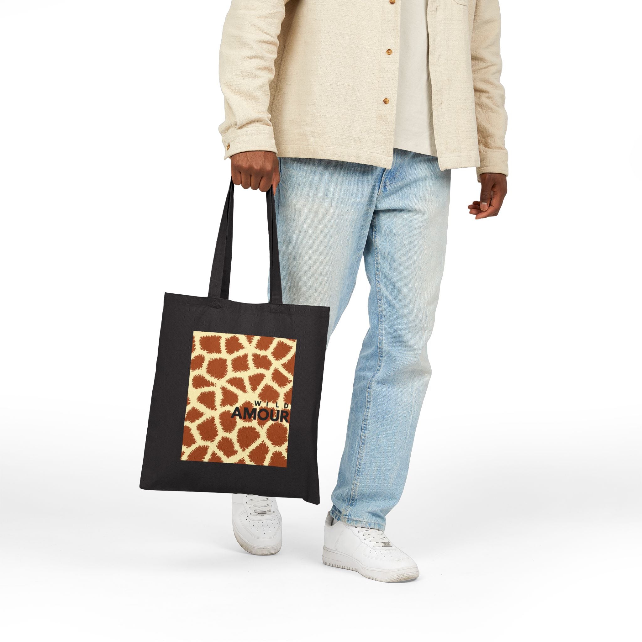 Amour Giraffe Print Canvas Tote Bag